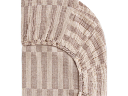 T30633,Babyletto,Cocoa Stripe Muslin All-Stages Midi Crib Sheet in GOTS Certified Organic Cotton
