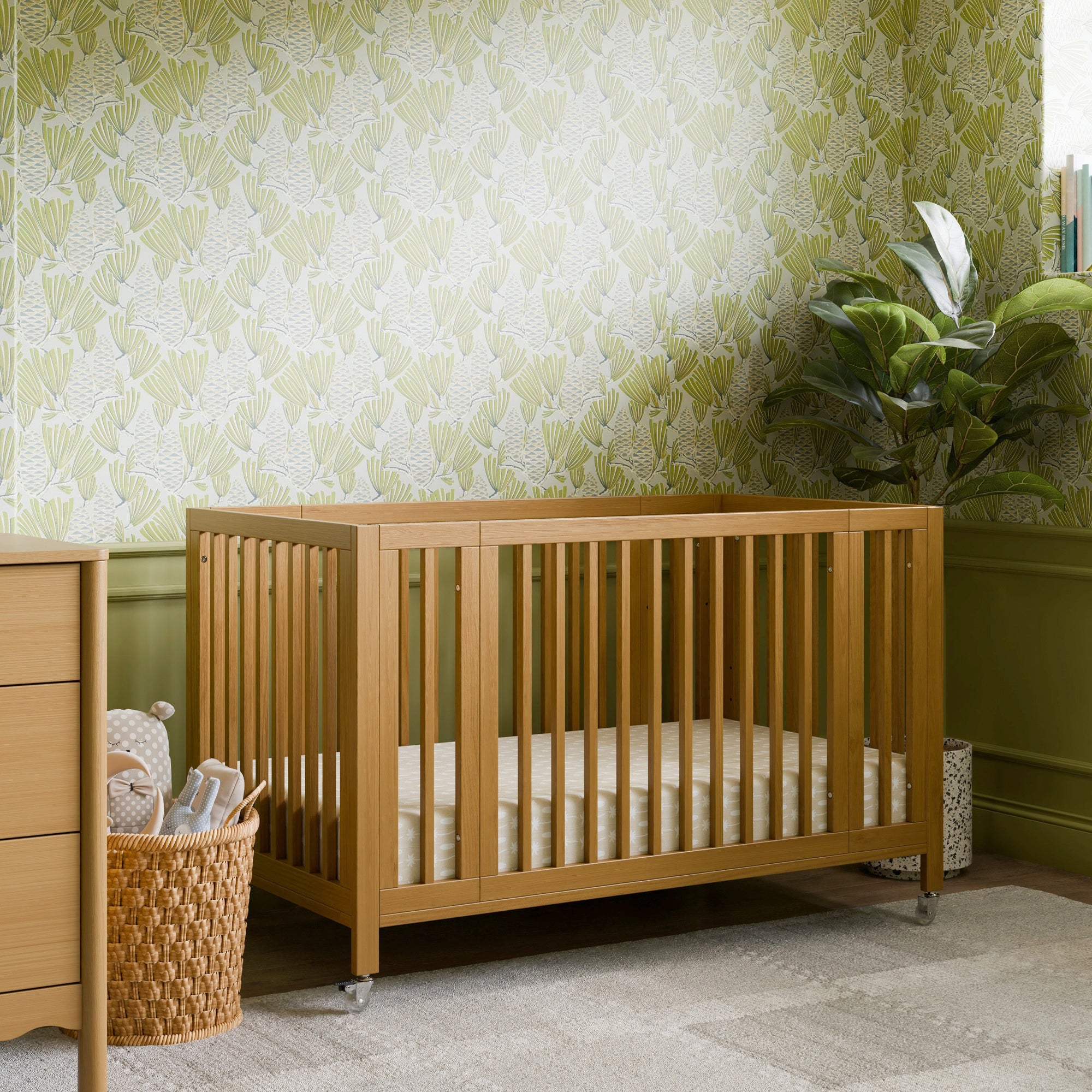 M30880HY,Babyletto,Rolli 9-in-1 Convertible All-Stages« Crib w/ Bassinet & Toddler Bed Kits in Honey