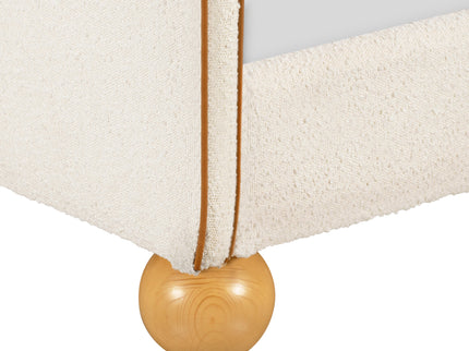 M31369PWBTAN,Babyletto Kids,Rizo Twin Bed in Performance Ivory Boucle w/ VTan Leather Piping