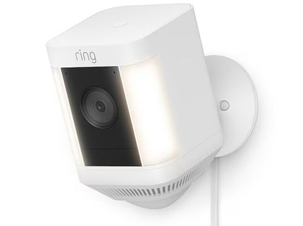 Ring Spotlight Cam Plus, Plug-In - Smart Security Video Camera with 2 Motion-Activated LED Spotlights, 2-Way Talk, Color Night Vision, White