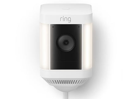Ring Spotlight Cam Plus, Plug-In - Smart Security Video Camera with 2 Motion-Activated LED Spotlights, 2-Way Talk, Color Night Vision, White