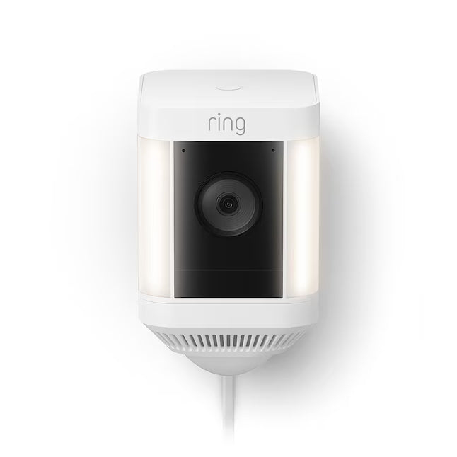 Ring Spotlight Cam Plus, Plug-In - Smart Security Video Camera with 2 Motion-Activated LED Spotlights, 2-Way Talk, Color Night Vision, White