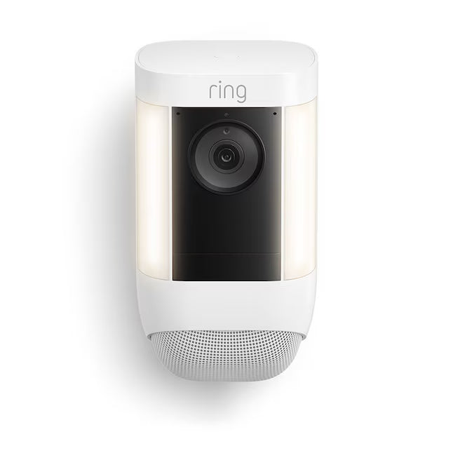 Ring Spotlight Cam Pro, Battery with 2K Video and Ring Vision, LED Lights, Dual-Band Wifi, and 3D Motion Detection, White