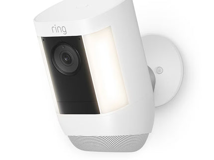 Ring Spotlight Cam Pro, Battery with 2K Video and Ring Vision, LED Lights, Dual-Band Wifi, and 3D Motion Detection, White