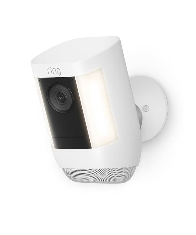 Ring Spotlight Cam Pro, Battery with 2K Video and Ring Vision, LED Lights, Dual-Band Wifi, and 3D Motion Detection, White
