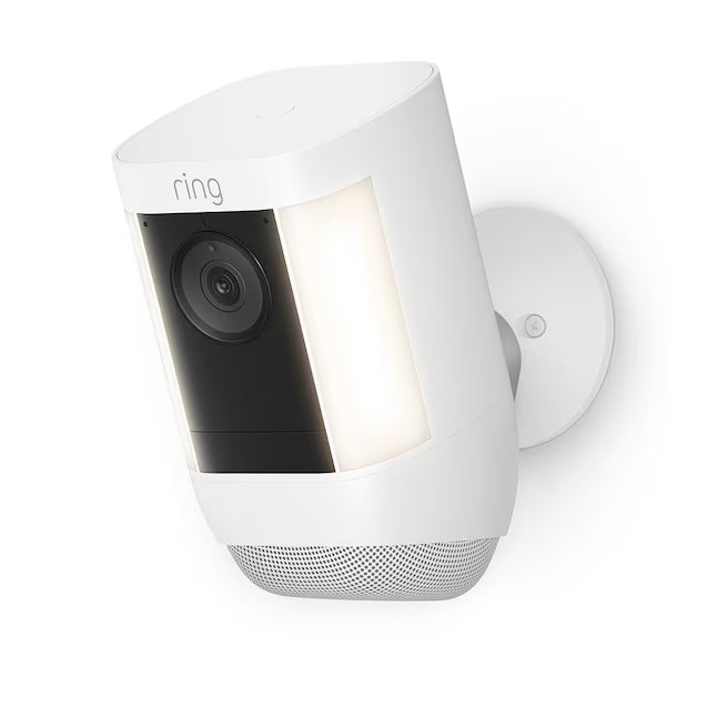 Ring Spotlight Cam Pro, Battery with 2K Video and Ring Vision, LED Lights, Dual-Band Wifi, and 3D Motion Detection, White