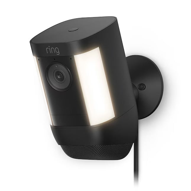 Ring Spotlight Cam Pro, Plug-In with 2K Video and Ring Vision, LED Lights, Dual-Band Wifi, and 3D Motion Detection, Black
