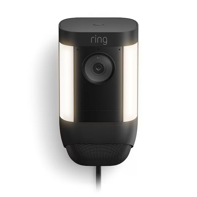 Ring Spotlight Cam Pro, Plug-In with 2K Video and Ring Vision, LED Lights, Dual-Band Wifi, and 3D Motion Detection, Black