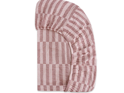 T30436,Babyletto,Maroon Stripe Muslin Mini Crib Sheet in GOTS Certified Organic Cotton