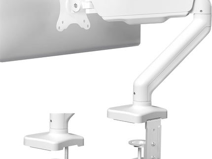 VIVO Single Monitor Desk Mount – Mechanical Arm, Fits 17–32" Screens, Height Adjustable, VESA Compatible – White, STAND-V001OW