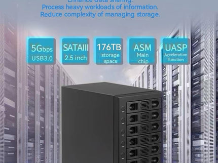 Syba 8 Bay Tool Less Tray Hot Swappabe 2.5" 3.5" SATA Non Raid External USB 3.0 Enclosure SY-ENC50119