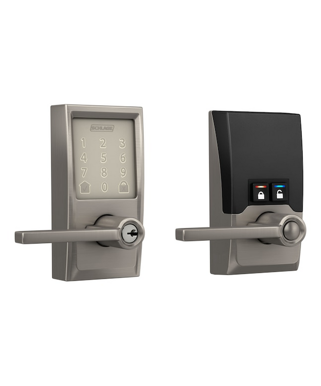 Schlage Encode Lever Century-Latitude Satin Nickel Smart Wi-Fi and Bluetooth Touchscreen Keypad Electronic Handle Lock