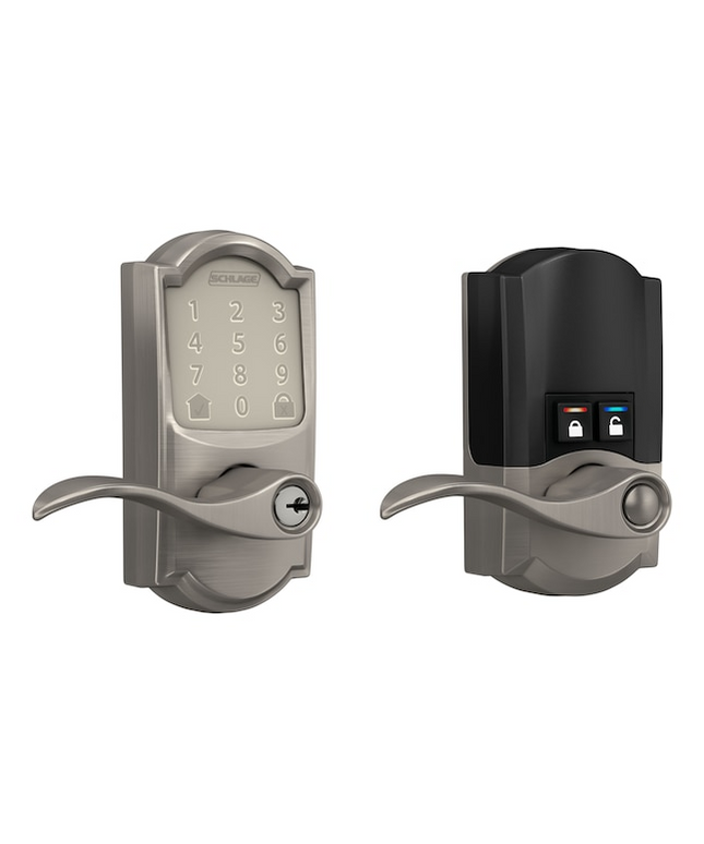 Schlage Encode Lever Camelot-Accent Satin Nickel Smart Wi-Fi and Bluetooth Touchscreen Keypad Electronic Handle Lock