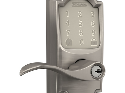 Schlage Encode Lever Camelot-Accent Satin Nickel Smart Wi-Fi and Bluetooth Touchscreen Keypad Electronic Handle Lock