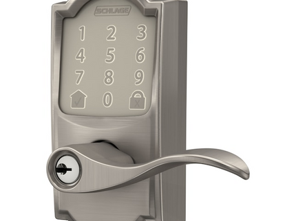 Schlage Encode Lever Camelot-Accent Satin Nickel Smart Wi-Fi and Bluetooth Touchscreen Keypad Electronic Handle Lock