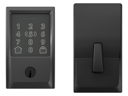Schlage Encode Plus Century Matte Black Smart Wi-Fi and Bluetooth Touchscreen Keypad Electronic Deadbolt Lock