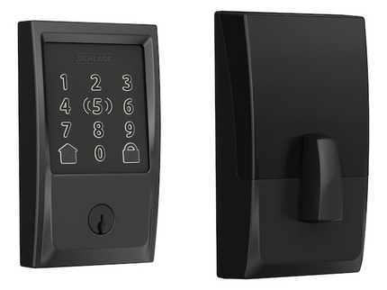 Schlage Encode Plus Century Matte Black Smart Wi-Fi and Bluetooth Touchscreen Keypad Electronic Deadbolt Lock
