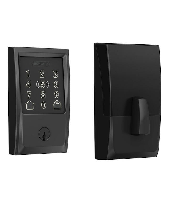 Schlage Encode Plus Century Matte Black Smart Wi-Fi and Bluetooth Touchscreen Keypad Electronic Deadbolt Lock