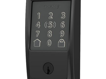 Schlage Encode Plus Century Matte Black Smart Wi-Fi and Bluetooth Touchscreen Keypad Electronic Deadbolt Lock