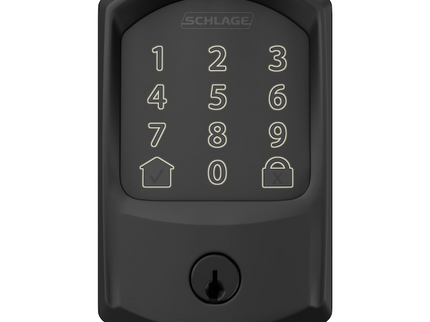 Schlage Encode Greenwich Matte Black Smart Wi-Fi and Bluetooth Touchscreen Keypad Electronic Deadbolt Lock