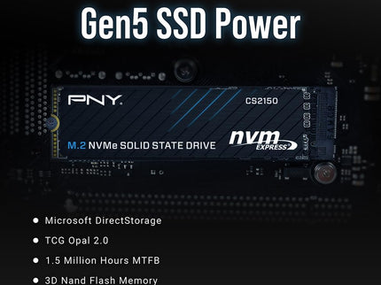 PNY CS2150 2TB Gen5 PCIe NVMe M.2 2280 3D NAND SSD