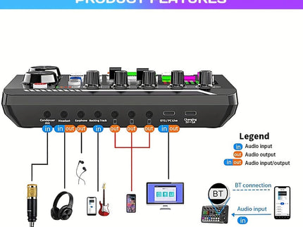 F998 Live Sound Card Audio Mixer