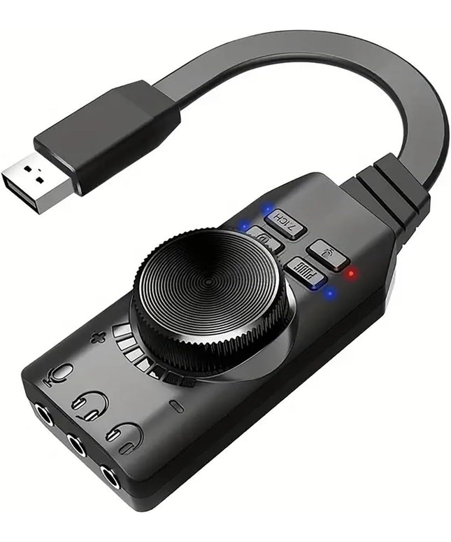 USB Sound Card Virtual 7.1 Surround Sound USB External Sound Card Adapter with PUBG Sound Effects for PC/PS4/PS5/Mac/Gaming Headset,Plug and Play