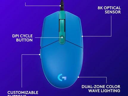 Logitech G203 Wired Gaming Mouse – 8K DPI,