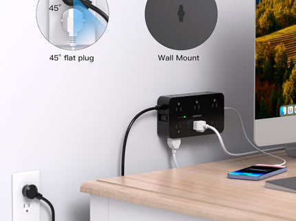 Power Strip Surge Protector with 12 Outlets 4 USB Port