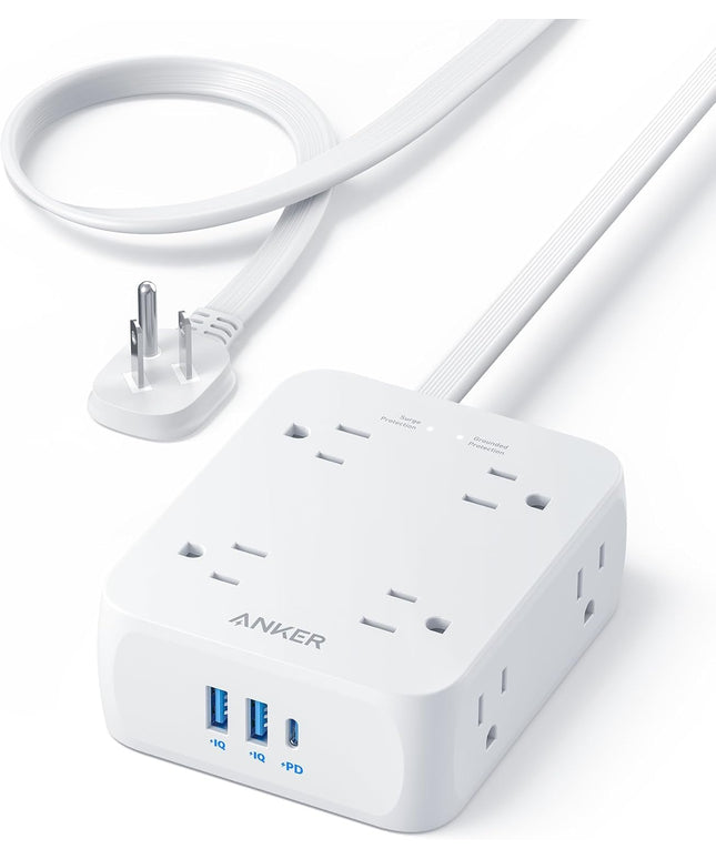 Anker Surge Protector Flat Plug Power Strip 2000J