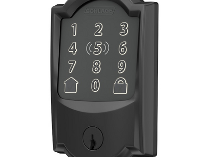 Schlage Encode Plus Camelot Matte Black Smart Wi-Fi and Bluetooth Touchscreen Keypad Electronic Deadbolt Lock