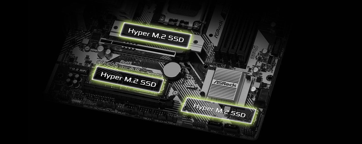 ASRock B760M Pro RS Motherboard DDR5 7200MHz HDMI DisplayPort eDP PCIe Gen5 (Graphics) 14th 13th 12th Gen Intel Core Processors LGA1700 192GB