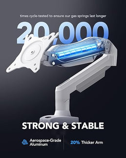 HUANUO Single Monitor Mount – Gas Spring Arm with C-Clamp & Grommet Base, Fits 13–32" Monitors, 4.4–19.8 lbs