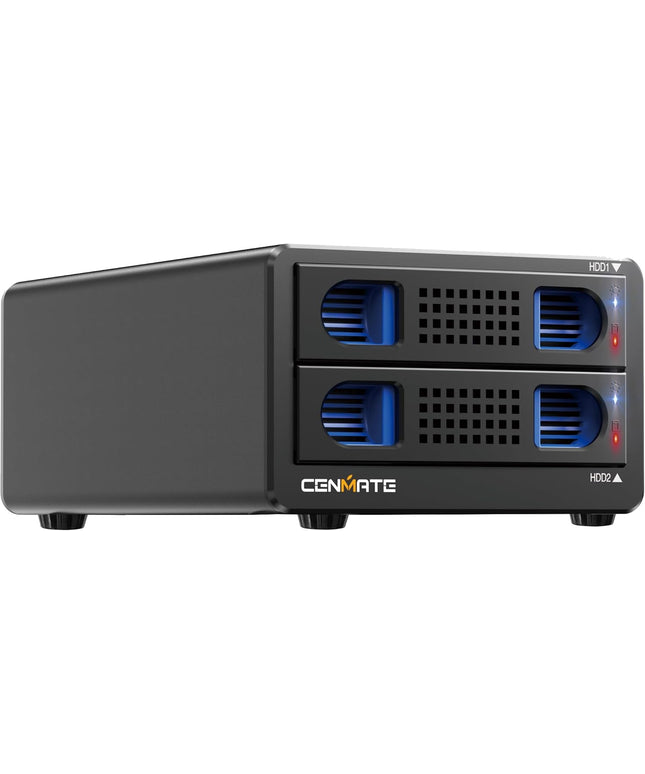 Dual Bay Hard Drive RAID Enclosure with Cooling Fan