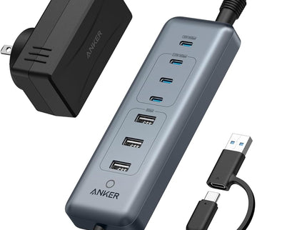 Anker USB C Hub, 8-in-1 5Gbps Data Hub, USB Splitter with 3 USBA and 4 USBC Ports, 100W PD-in, 2-in-1 USB-Connector, for Laptop, MacBook, iPad and More (45W Adapter Included)
