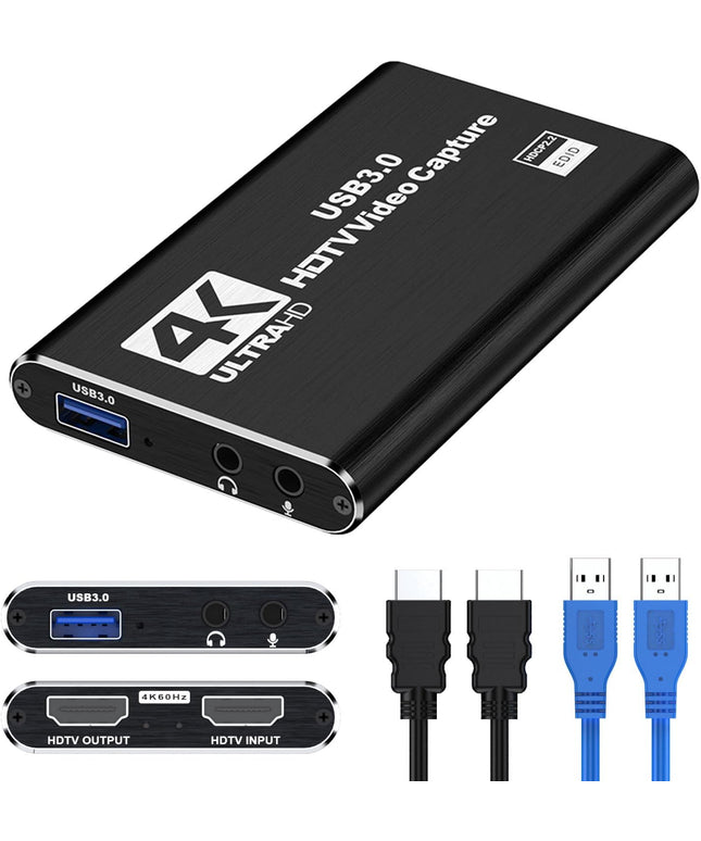 4K HDMI Capture Card for Streaming, Full HD 1080P 60FPS Capture USB 3.0 Audio Video Capture Card,for Switch/PS4/PS5/Xbox, Plug and Play, Works on Laptop, PC, Mac