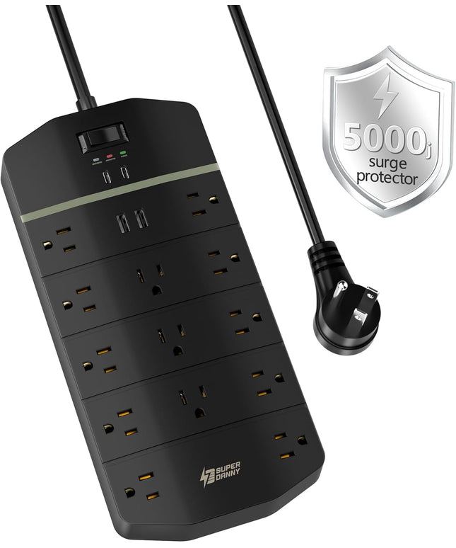 Power Strip,SUPERDANNY 5000 Joules Surge Protector