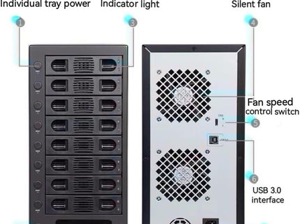 Syba 8 Bay Tool Less Tray Hot Swappabe 2.5" 3.5" SATA Non Raid External USB 3.0 Enclosure SY-ENC50119