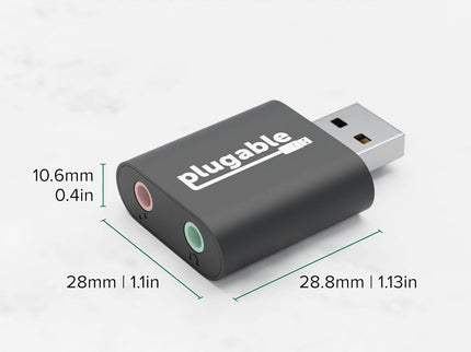 Plugable USB Audio Adapter with 3.5mm Speaker-Headphone and Microphone Jack, Add an External Stereo Sound Card to Any PC, Compatible with Windows, Mac, and Linux - Driverless