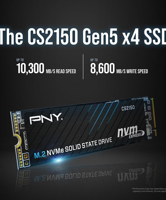 PNY CS2150 2TB Gen5 PCIe NVMe M.2 2280 3D NAND SSD