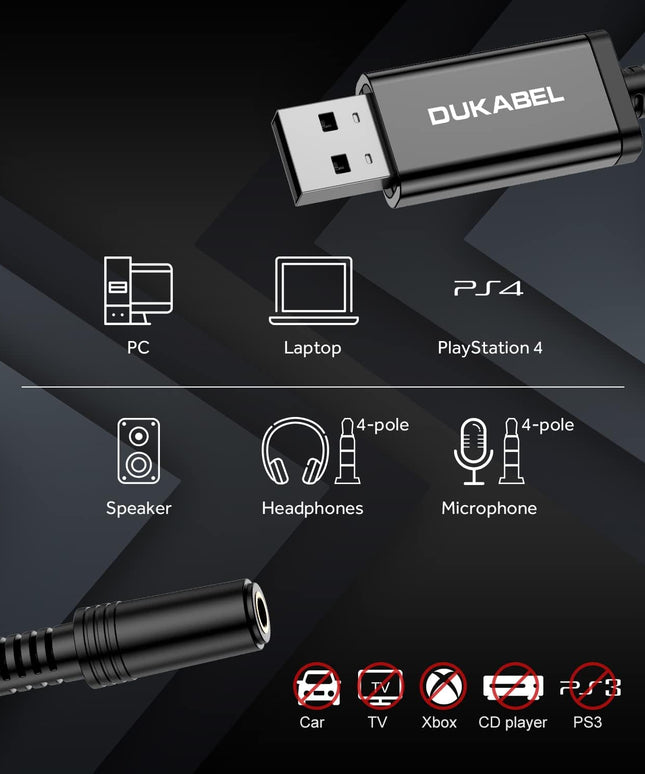 DUKABEL USB Headphone Adapter