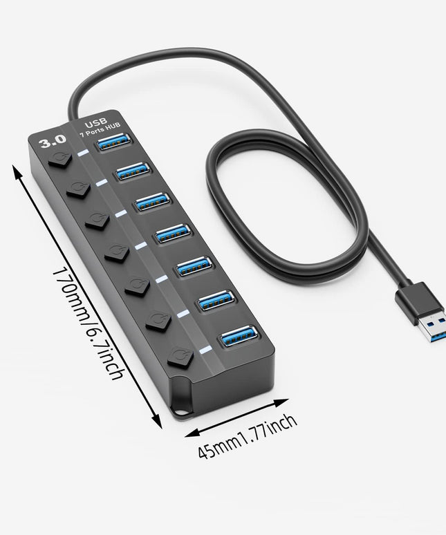 USB 3.0 Hub, PANPEO 7-Port USB Data Hub