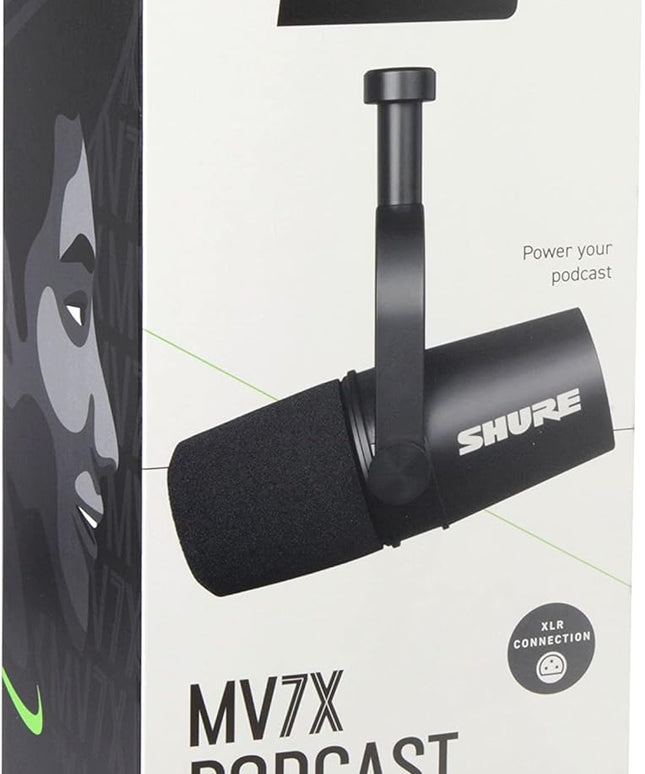 Shure MV7X Dynamic Mic – XLR, Podcast & Vocal Recording, Voice Isolation, Black