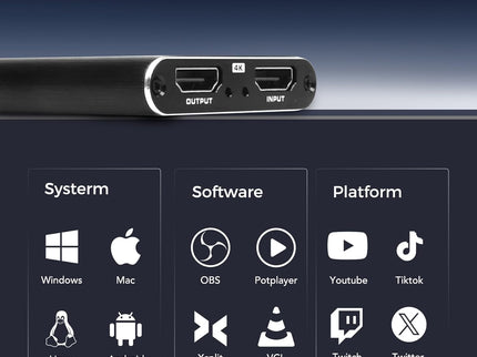 4K HDMI Capture Card for Streaming & Gaming