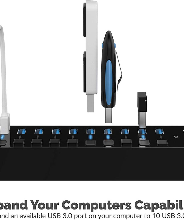 SABRENT 10-Port 60W USB 3.0 Hub