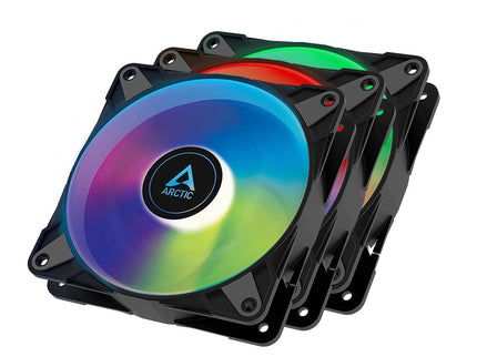 ARCTIC P12 PWM PST A-RGB 120mm Case Fans – 3-Pack, 200–2000 RPM, 5V ARGB, Static Pressure Optimized – Black