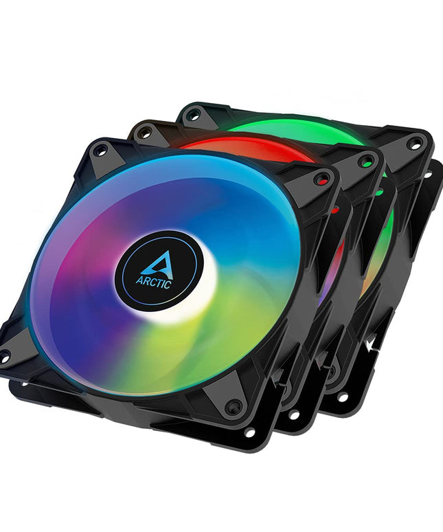 ARCTIC P12 PWM PST A-RGB 120mm Case Fans – 3-Pack, 200–2000 RPM, 5V ARGB, Static Pressure Optimized – Black