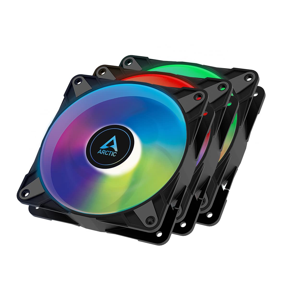 ARCTIC P12 PWM PST A-RGB 120mm Case Fans – 3-Pack, 200–2000 RPM, 5V ARGB, Static Pressure Optimized – Black