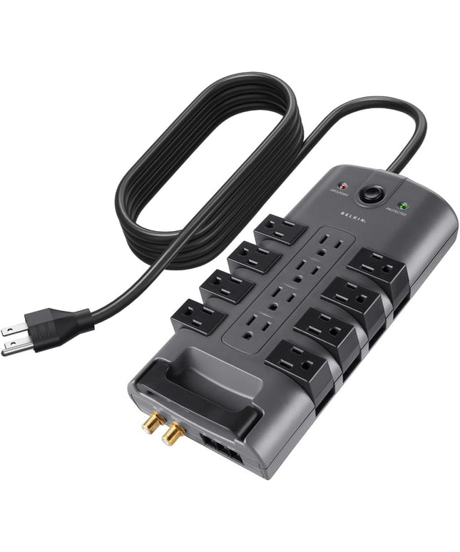 Belkin Surge Protector Power Strip w/ 8 Rotating & 4 Standard Outlets