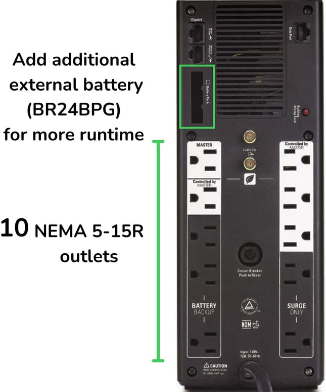 APC UPS 1500VA Battery Backup Surge Protector